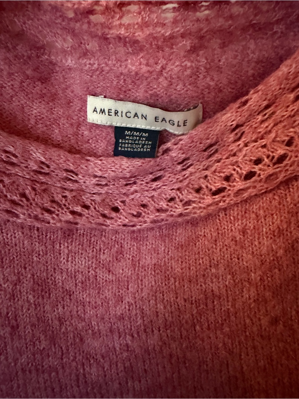 American Eagle Outfitters Rose Crewneck Sweater with Lace Yoke - Picture 3 of 3